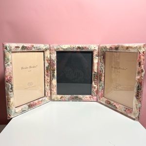 Vintage mcm mid century retro acrylic lucite dried flower 3 panel picture frame